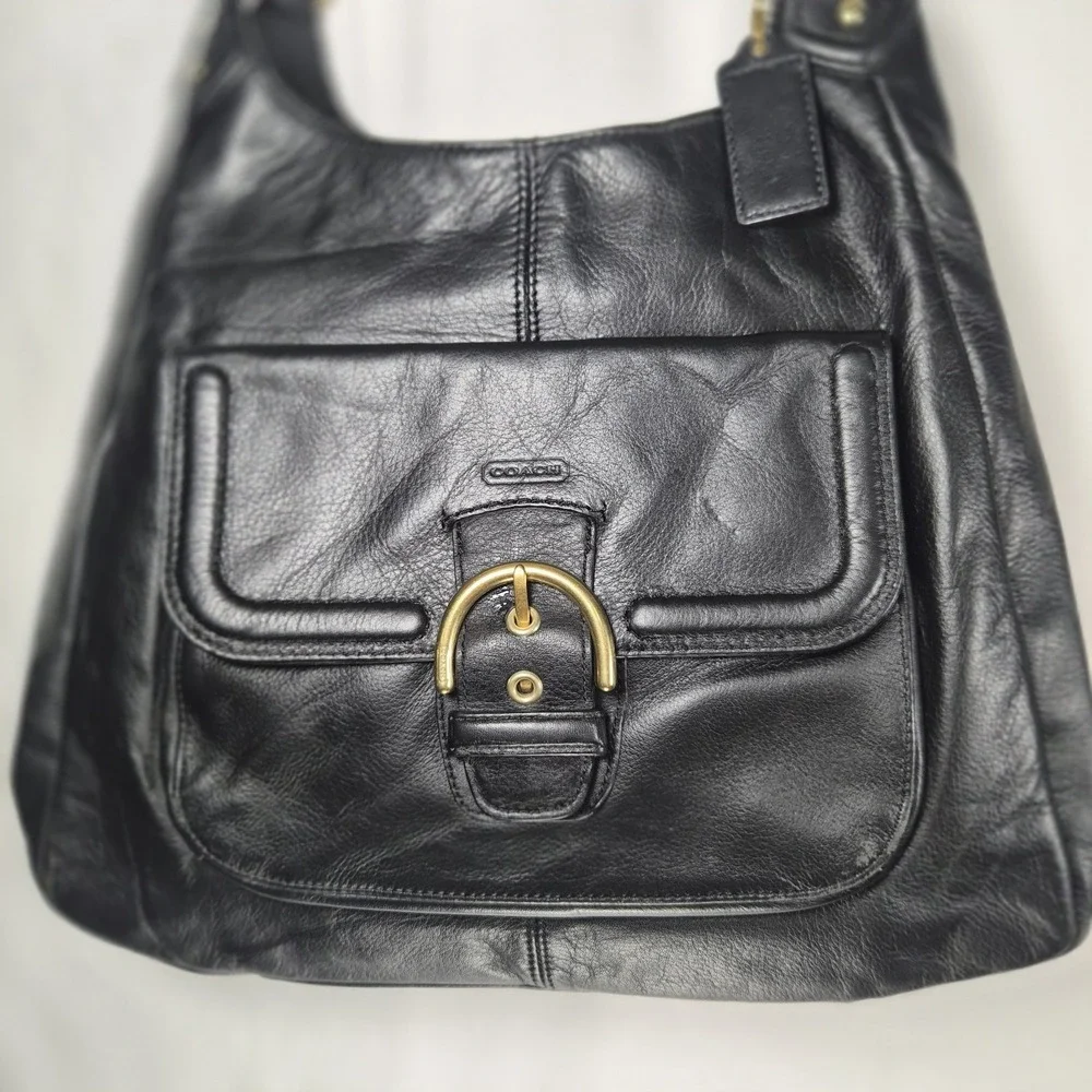 Y2k Coach Campbell F24686 Black Leather Hobo Shoulder Bag Purse Handbag